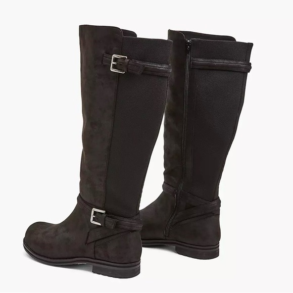 Dream Cloud Faux-Leather Black Casual Buckle Detailed Riding Boot Women Size 12 - Picture 2 of 16